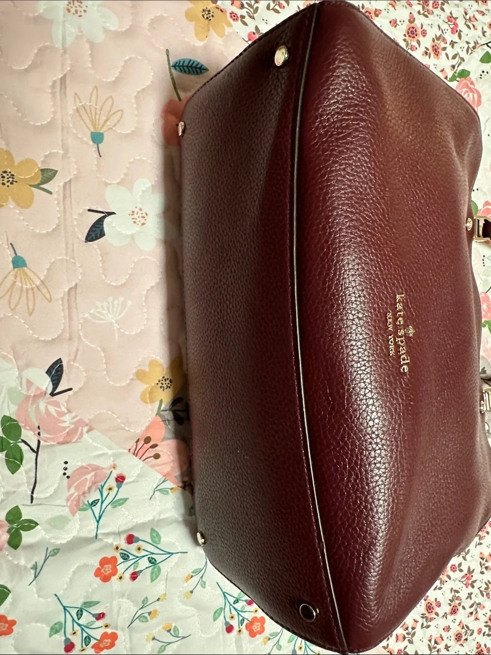 kate spade Wine Leather Satchel with Detachable Strap